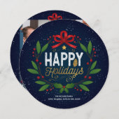 ハッピーホリデーズフォトリースカードラウンド シーズンカード (正面/裏面)