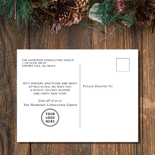 ハッピーホリデーズフォトロゴクリス企業のマス シーズンポストカード