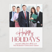 ハッピーホリデーズフォトロゴクリス企業のマス シーズンポストカード (正面)