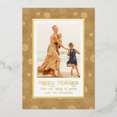 ハッピーホリデーズフォト金ゴールドモダンドットクリスマス 箔シーズンカード (正面)