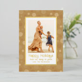 ハッピーホリデーズフォト金ゴールドモダンドットクリスマス 箔シーズンカード (立ち正面)