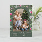 ハッピーホリデーズフォレストグリーンピンクボタニカルアーチ シーズンカード (スタンド正面)