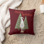 ハッピーホリデーズフォレスト格言マルーン クッション (ブランケット)