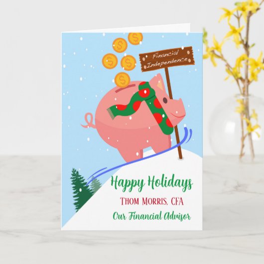 ハッピーホリデーズフォー財務顧問ピギーバンク カード (黄色い花)