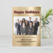 ハッピーホリデーズフラットフォトモダンビジネス シーズンカード (スタンド正面)