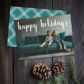 ハッピーホリデーズフルフォトシンプルフォトスクリプトブルー シーズンカード