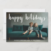 ハッピーホリデーズフルフォトシンプルフォトスクリプトブルー シーズンカード (正面)