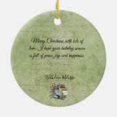 ハッピーホリデーズフレーム写真メリークリスマスツリー セラミックオーナメント (裏面)