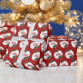 ハッピーホリデーズフレーム赤 ラッピングペーパー