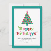 ハッピーホリデーズブライトおもしろいレトロクリスマスツリー シーズンカード (正面)