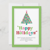 ハッピーホリデーズブライトおもしろいレトロクリスマスツリー シーズンカード (正面)