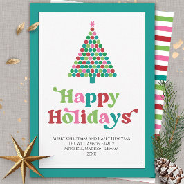 ハッピーホリデーズブライトおもしろいレトロクリスマスツリー シーズンカード