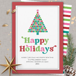 ハッピーホリデーズブライトおもしろいレトロクリスマスツリー シーズンカード