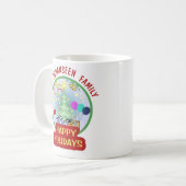 ハッピーホリデーズブライトカラフルはっきりしたタイポグラフィ コーヒーマグカップ (正面左)