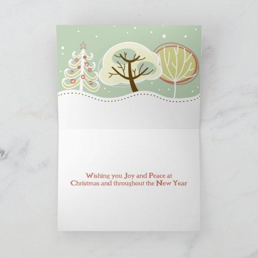 ハッピーホリデーズブラウンホーススノーウィーウィンタークリスマス シーズンカード (内部)