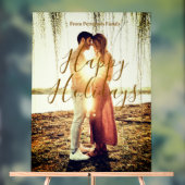 ハッピーホリデーズブラウン追加カップル写真名日付mo アクリルサイン (ニュートラル)