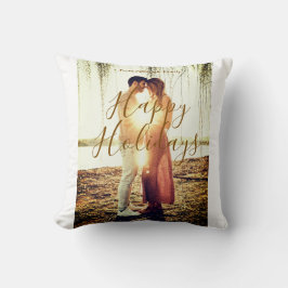 ハッピーホリデーズブラウン追加カップル写真名日付mo クッション