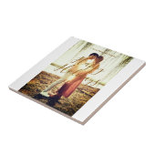 ハッピーホリデーズブラウン追加カップル写真名日付mo タイル (側面)