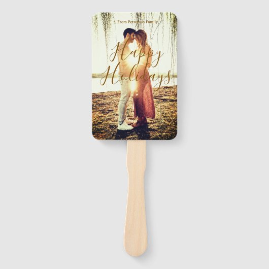 ハッピーホリデーズブラウン追加カップル写真名日付mo ハンドファン (正面)