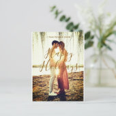 ハッピーホリデーズブラウン追加カップル写真名日付mo ポストカード (スタンド正面)