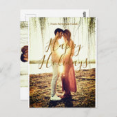 ハッピーホリデーズブラウン追加カップル写真名日付mo ポストカード (正面/裏面)
