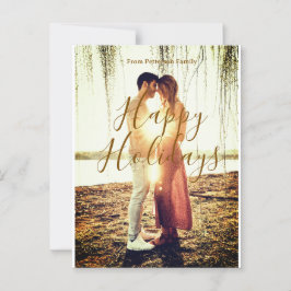 ハッピーホリデーズブラウン追加カップル写真名日付mo ポストカード