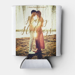 ハッピーホリデーズブラウン追加カップル写真名日付mo 缶クーラー