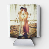 ハッピーホリデーズブラウン追加カップル写真名日付mo 缶クーラー (裏面)