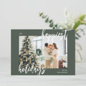 ハッピーホリデーズブラシスクリプトフォトグリーン シーズンカード (スタンド正面)