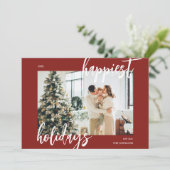 ハッピーホリデーズブラシスクリプトフォトレッド シーズンカード (スタンド正面)