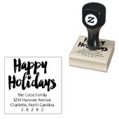 ハッピーホリデーズブラシ手書き差出人住所 ラバースタンプ (押印)