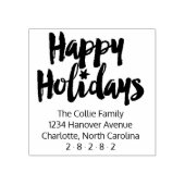 ハッピーホリデーズブラシ手書き差出人住所 ラバースタンプ (インプリント)