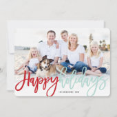 ハッピーホリデーズブラシ書道モダン写真 シーズンカード (正面)
