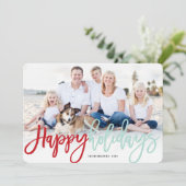 ハッピーホリデーズブラシ書道モダン写真 シーズンカード (スタンド正面)