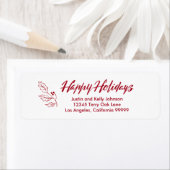 ハッピーホリデーズブラシ書道差出人住所 ラベル (インサイチュ)