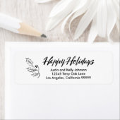 ハッピーホリデーズブラシ書道差出人住所 ラベル (インサイチュ)