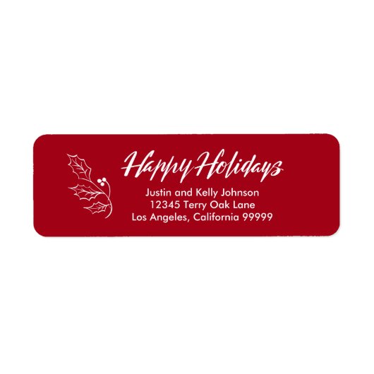 ハッピーホリデーズブラシ書道差出人住所 ラベル (正面)