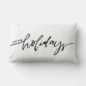 ハッピーホリデーズブラックアンドホワイトバッファローチェックプレイド ランバークッション (正面)