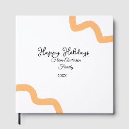 ハッピーホリデーズブラックオレンジの名前の日付の年のスパイラル ゲストブック