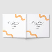 ハッピーホリデーズブラックオレンジの名前の日付の年のスパイラル ゲストブック (全面)