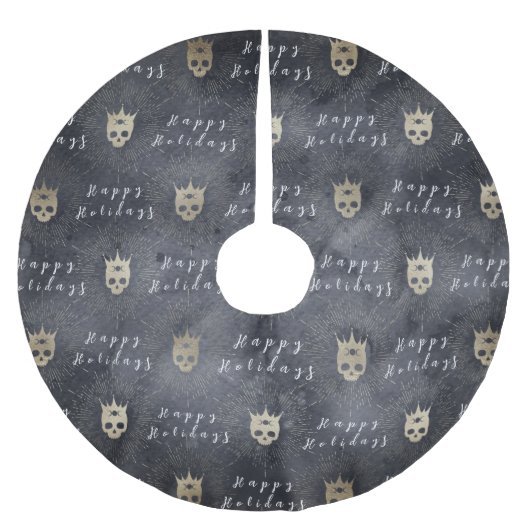 ハッピーホリデーズブラックスカルズツリースカート ブラッシュドポリエステルツリースカート (正面)