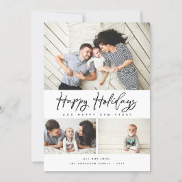 ハッピーホリデーズブラックスクリプト数々の3コラージュ – 写真 シーズンカード