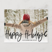 ハッピーホリデーズブラック書道フォトクリスマス ポストカード (正面)