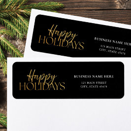 ハッピーホリデーズブラック金ゴールド差出人住所 ラベル