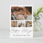 ハッピーホリデーズブラック&ホワイトフォトコラージュクリスマス シーズンカード (スタンド正面)