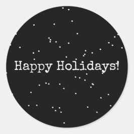 ハッピーホリデーズブラック&ホワイトミニマリスト ラウンドシール