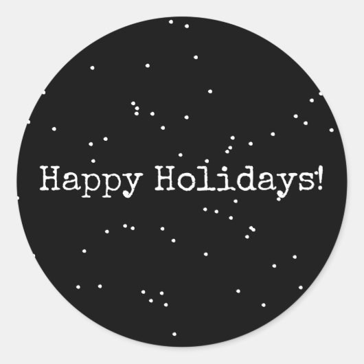 ハッピーホリデーズブラック&ホワイトミニマリスト ラウンドシール (正面)