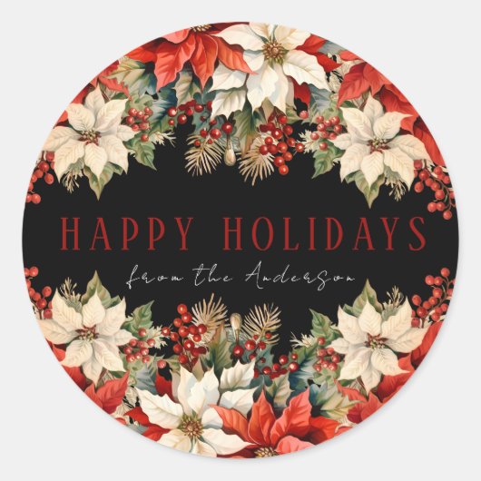 ハッピーホリデーズブラック ラウンドシール (正面)