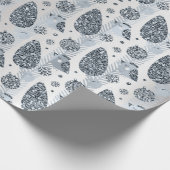 ハッピーホリデーズブルーシルバーグリッタークリスマスボール ラッピングペーパー (角)