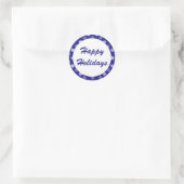 ハッピーホリデーズブルースノーフレークパターンシール ラウンドシール (バッグ)